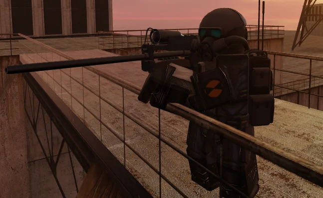 Armored unit firing a blue energy beam in a weapon test