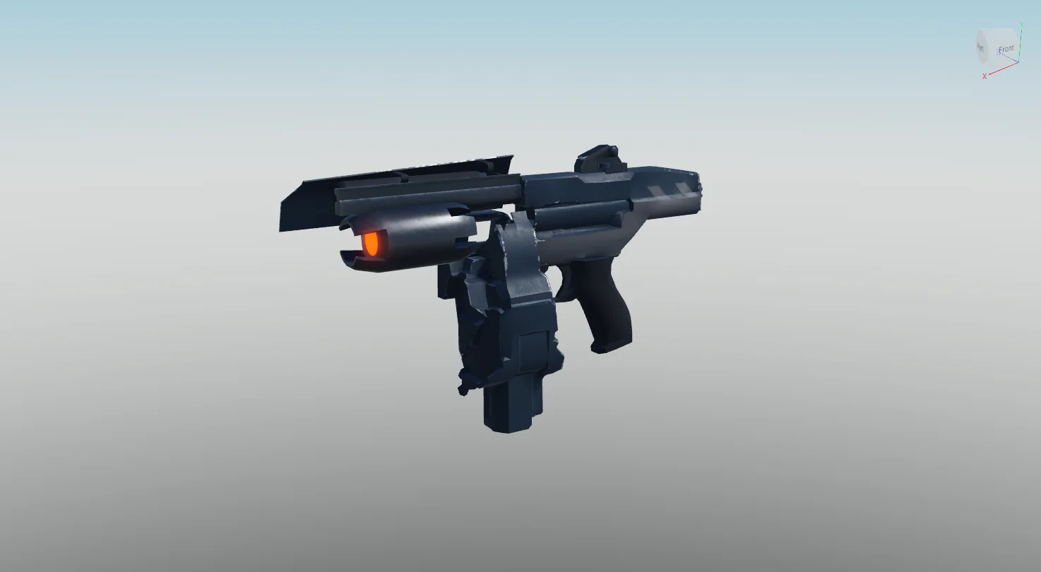 Pulse weapon model against a pale studio background