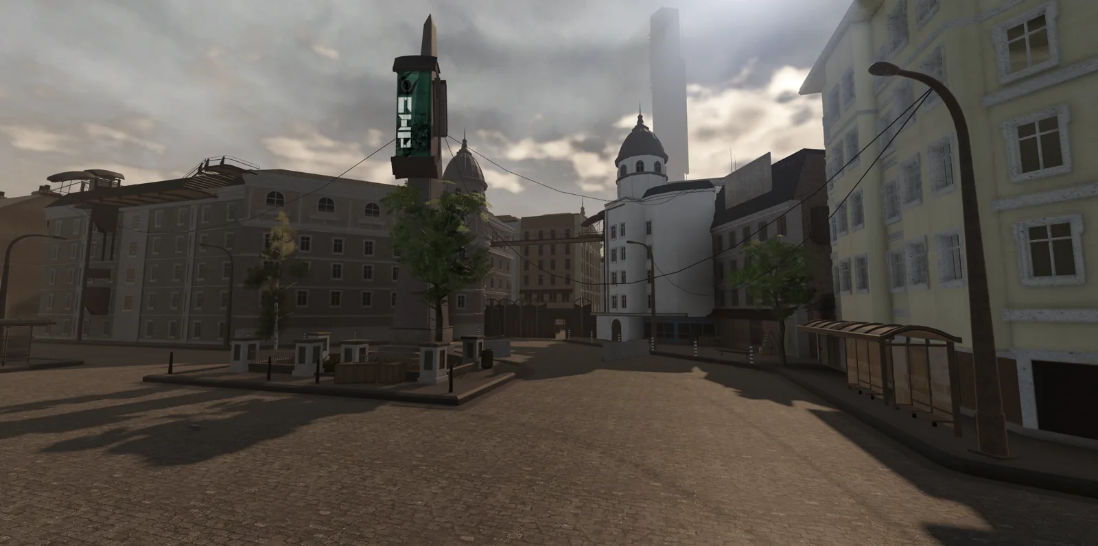 City square with the Citadel visible beyond the buildings