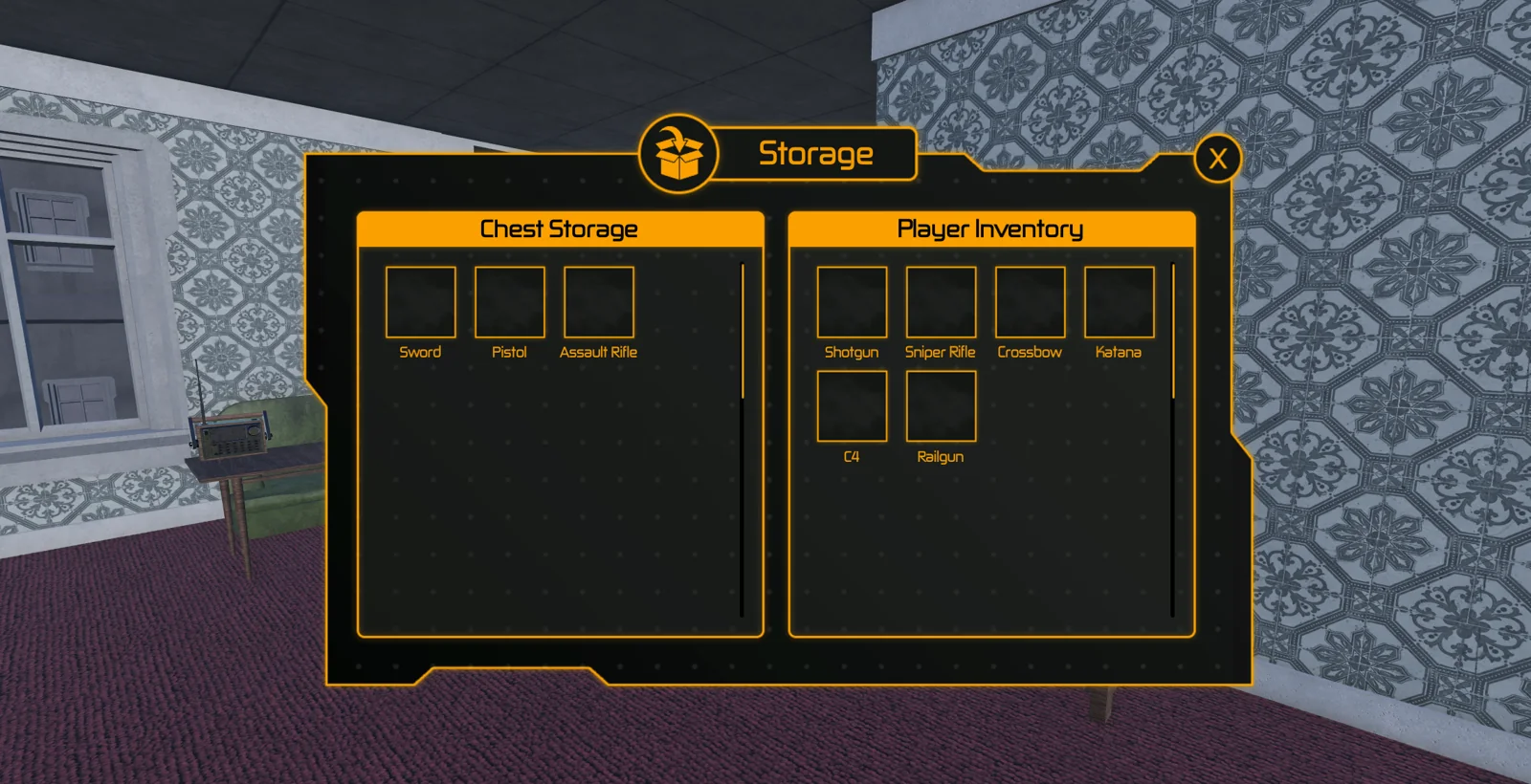 Apartment storage interface over a room interior